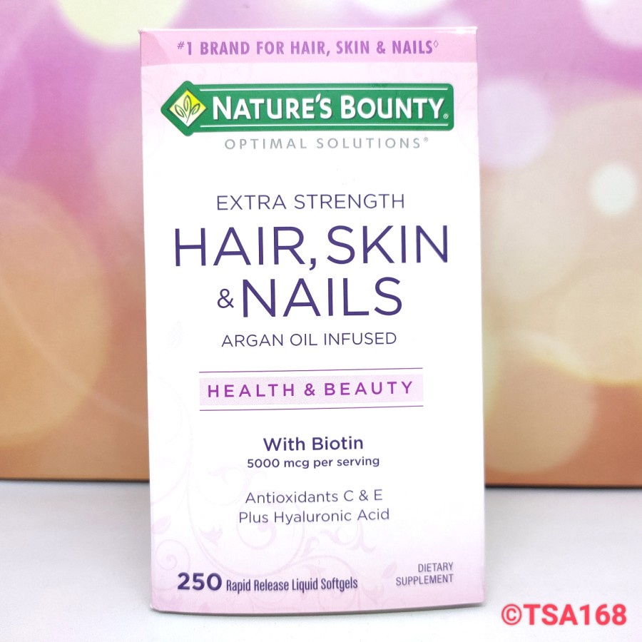 Natures Bounty Hair Skin &amp; Nails Biotin 5000 mcg 250 Softgel Argan Oil