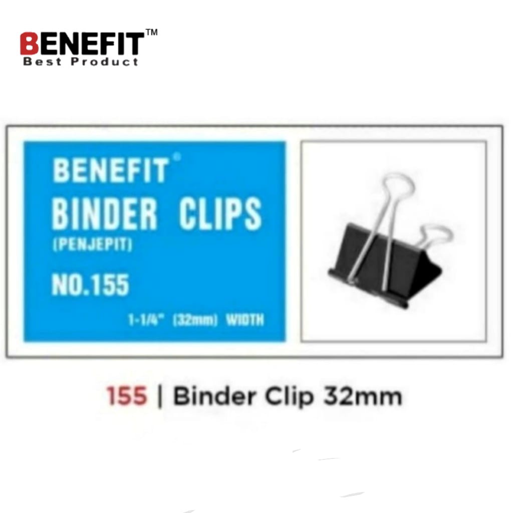 

Penjepit Kertas Binder Clip Merk Benefit 32mm width No.155