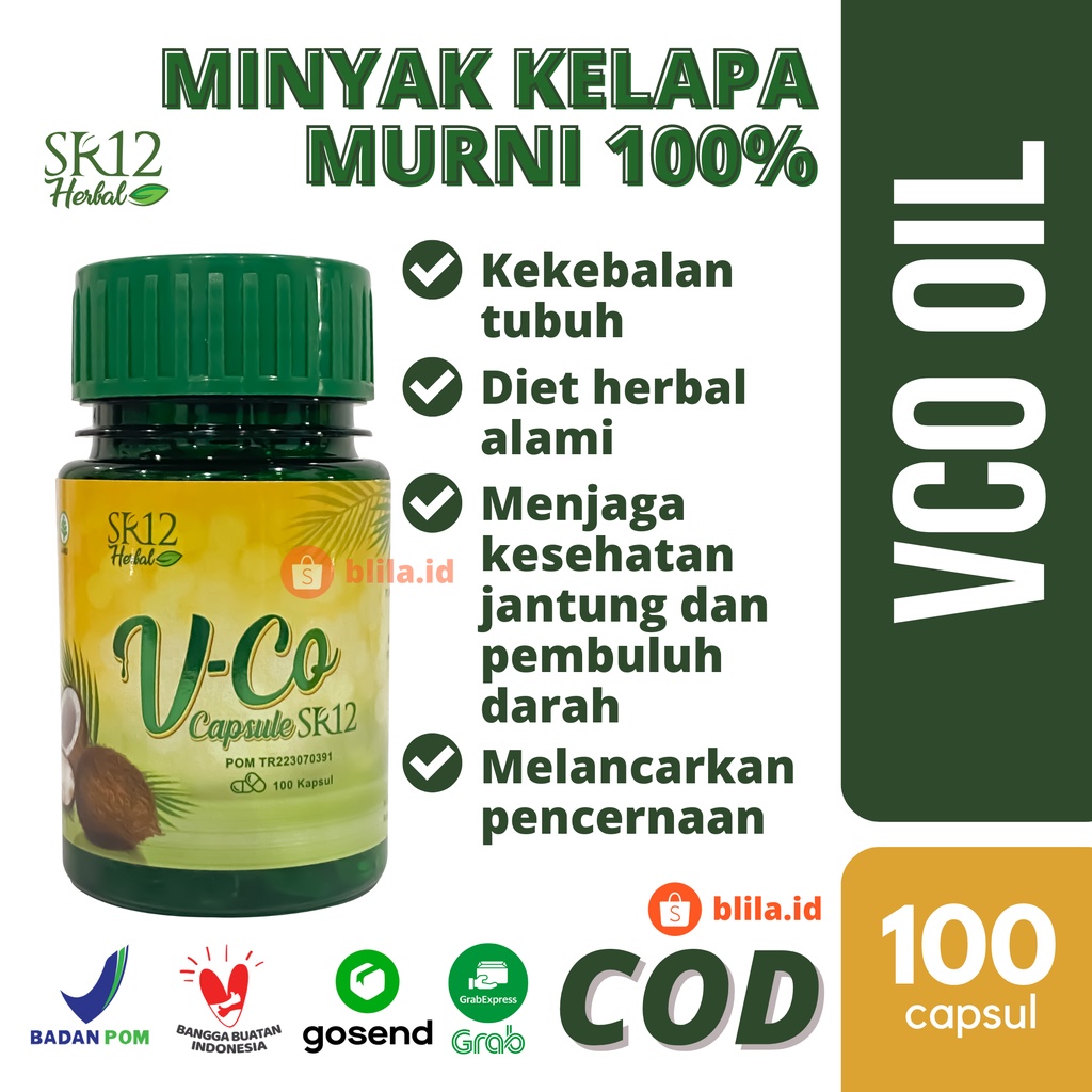 VCO Kapsul SR12 VICO CAPSULE 100 Virgin Coconut Oil MINYAK KELAPA MURNI PREMIUM ASLI BPOM AMAN BLILA
