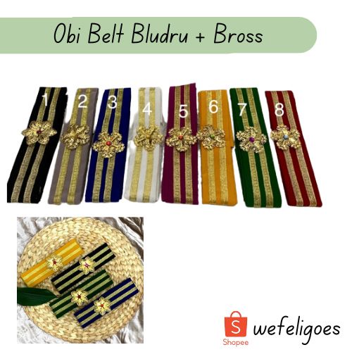 Sabuk obi kebaya bludru | Obi belt kain bludru kebaya kebaya bali | slendang obi bludru set bros | s