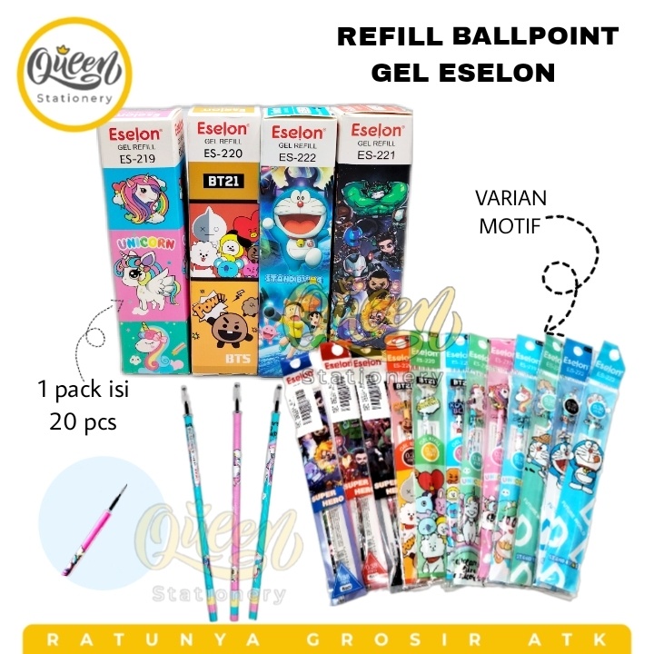 

1 PCS REFILL PULPEN GEL ESELON ISI BOLPEN BALLPOINT