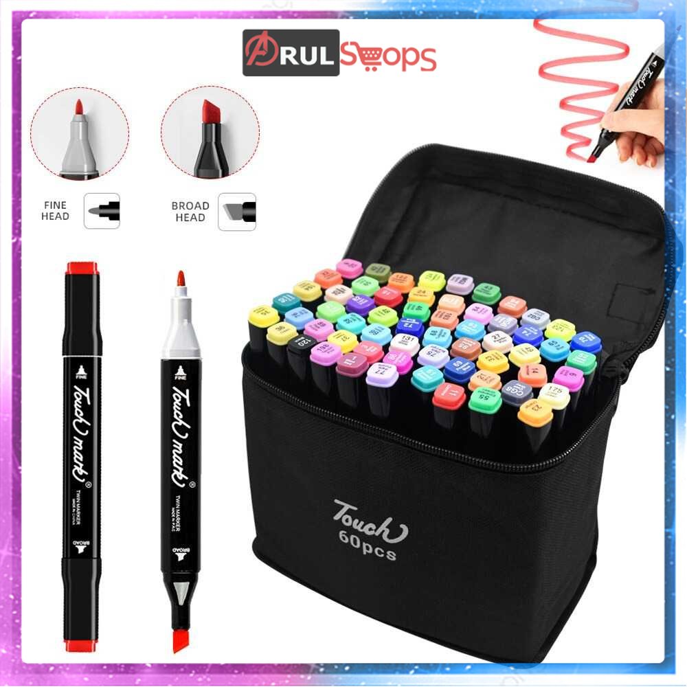 

ARS TOOLS - TOUCH Spidol Dual Side Fine Art Brush Pen Art Marker Set 60 Color - HL270