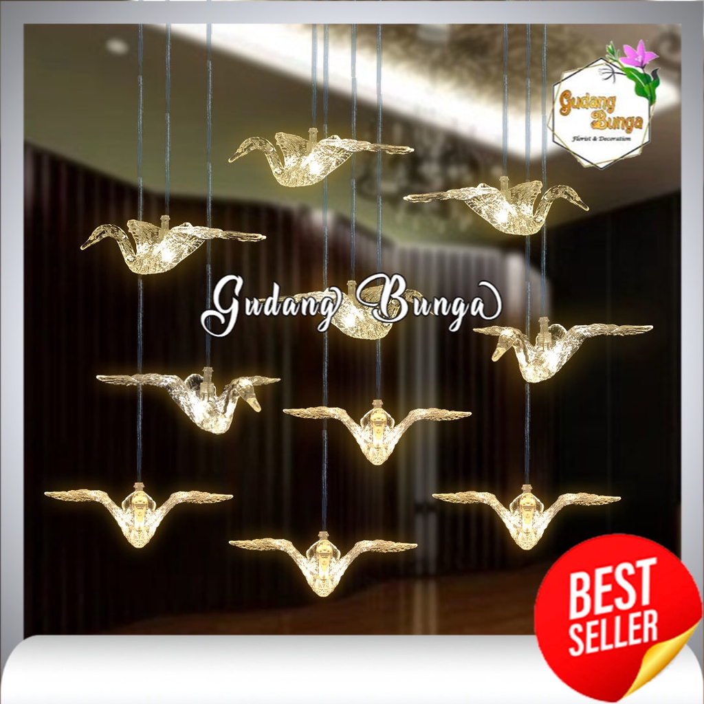 1 set lampu Angsa Akrilik / Acrylic isi 10 - Lampu gantung dekorasi pelaminan wedding - Lampu dekora