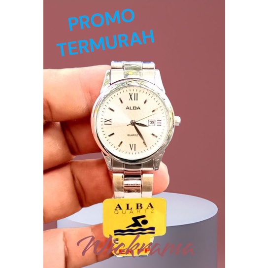 HARGA PROMO REALPICK/ Jam Tangan Alba Couple Anti Air | jam tangan  pasangan Rantai silver | jam tangan sepasang date on Free bok