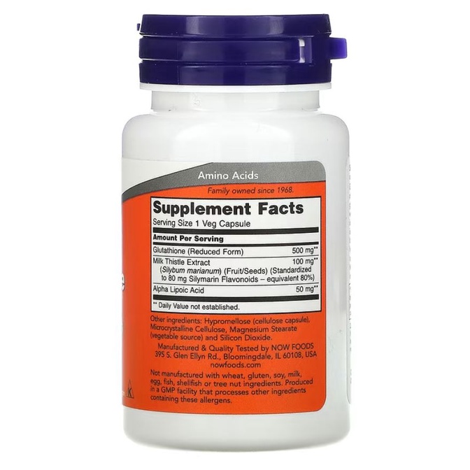 Now Food Glutathione 500 mg 30 Veg Caps Now Glutathione Dukung Detoks Liver ORI USA