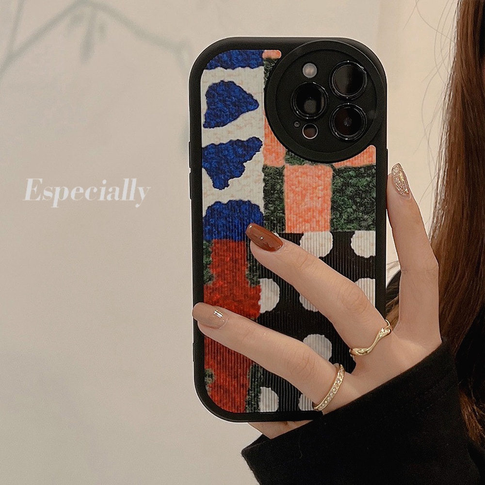 Ins Art Jahitan Warna Kontras Cocok Untuk Iphone14 14pro 14Plus 14prm iPhone 13 13pro 13prm iPhone 11 7Plus 8Plus Xr XS 12 Pro Max Empat Sudut Casing Ponsel Tahan Guncangan