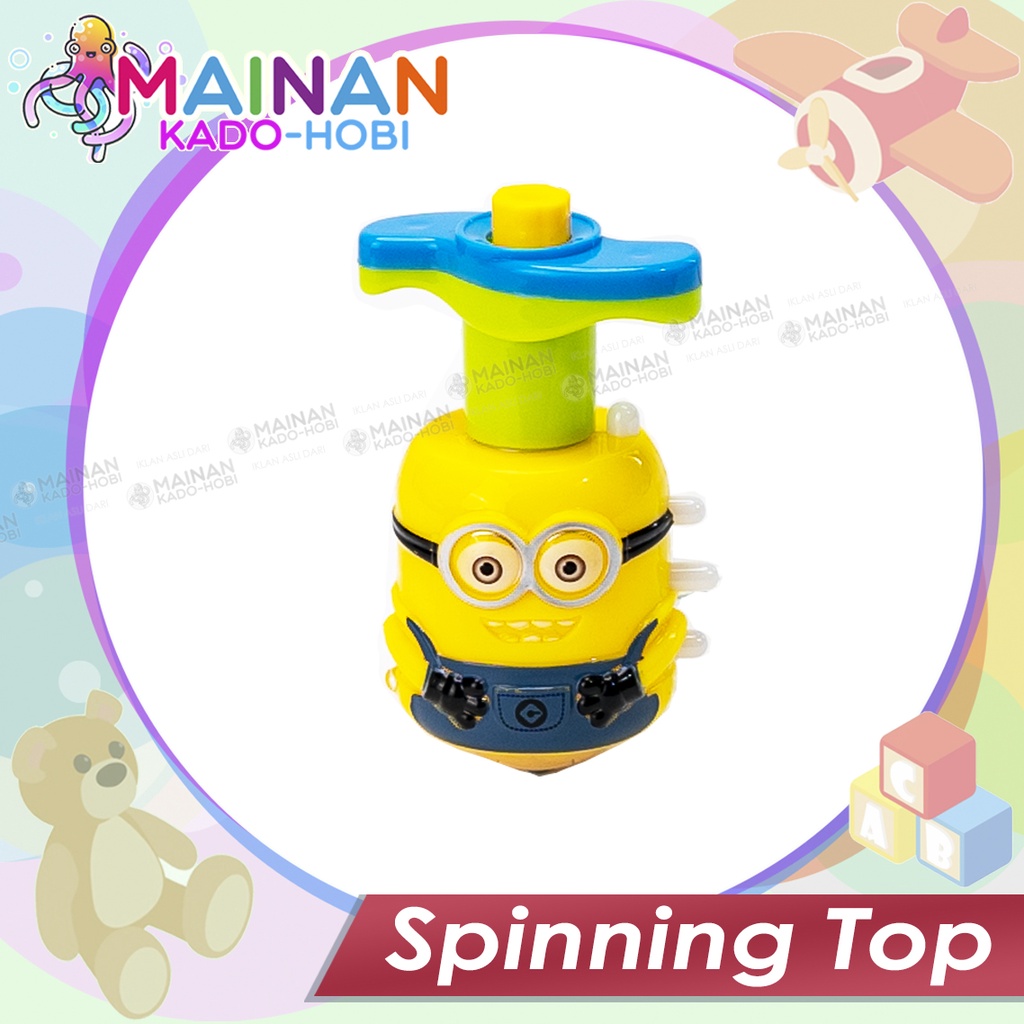 MAINAN ANAK KLASIK SPINNING TOP GANGSING LAMPU LED PUTAR MINION