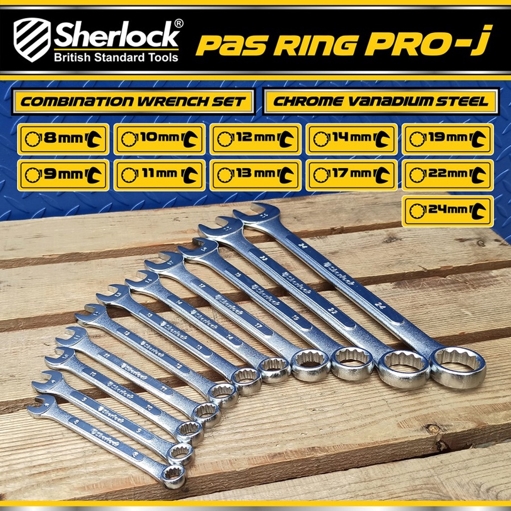 Kunci Pas Ring 11 pcs per set (size: 8 - 24 mm ) Sherlock Pro-J series