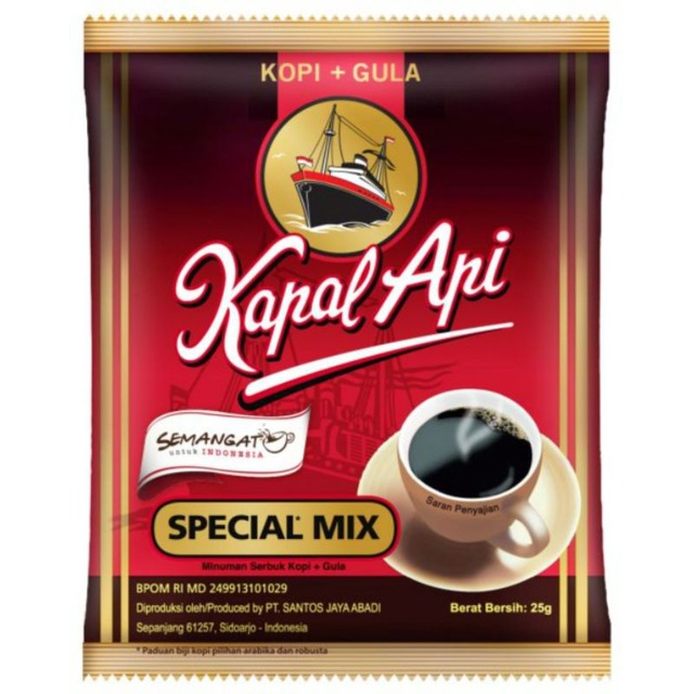 

KOPI KAPAL API SPECIAL MIX SACHET 25gr ( ISI 10 ) / KAPAL API MIX 25 GR / KAPAL API KOPI GULA 25 GR / KAPAL API KOPI 2 IN 1 / KOPI BUBUK KAPAL API