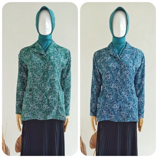 Baju PKK Batik Furing dan non furing warna hijau dan biru Murah