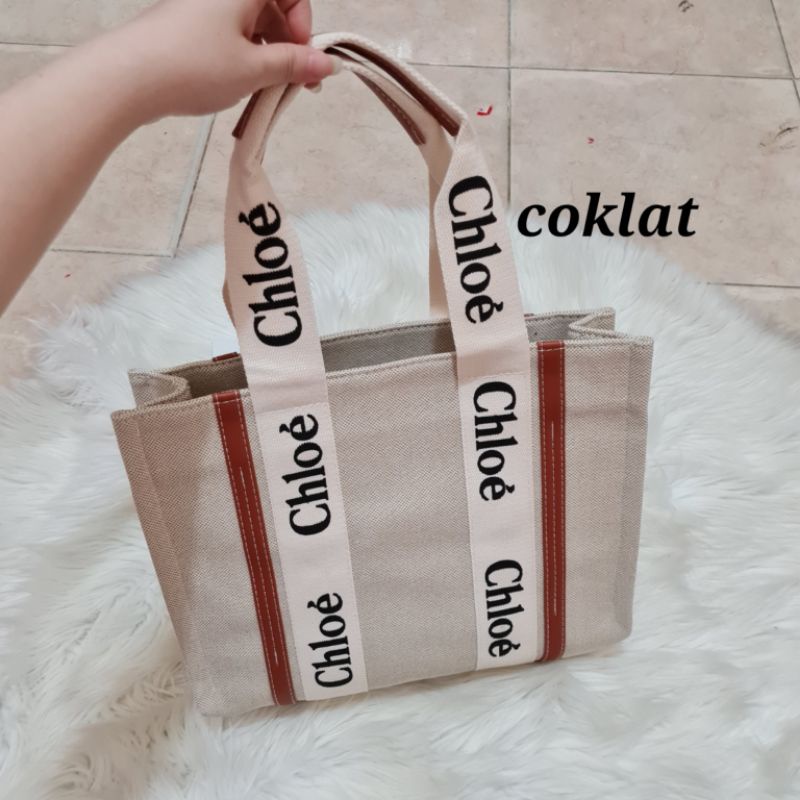 TAS TOTE WANITA IMPORT / CHL*E CANVAS TOTE BAG UK 37x8x31