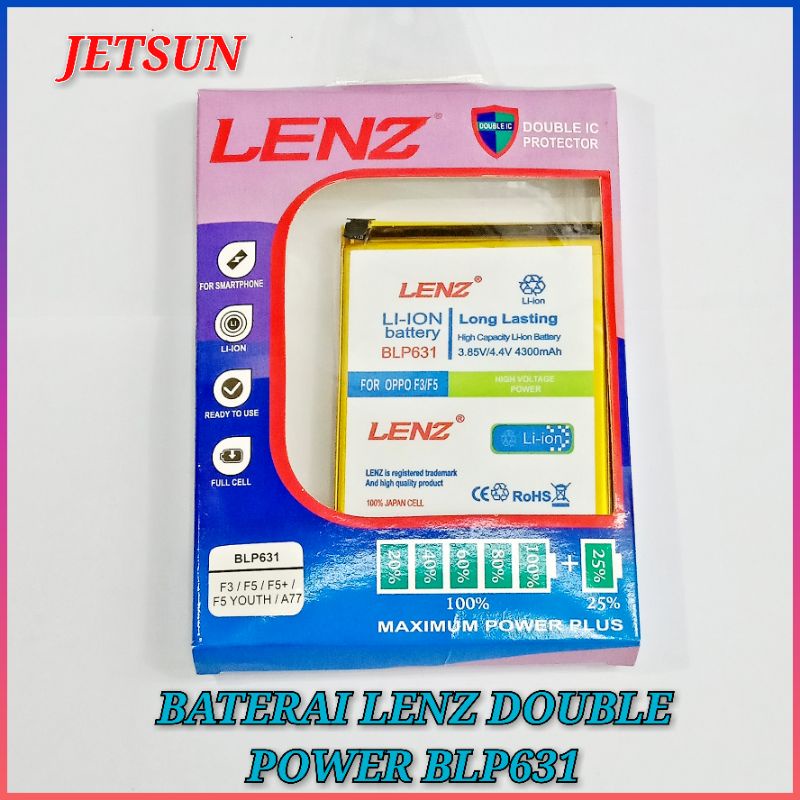 BATERAI LENZ DOUBLE POWER OPPO F3/F5/BLP631