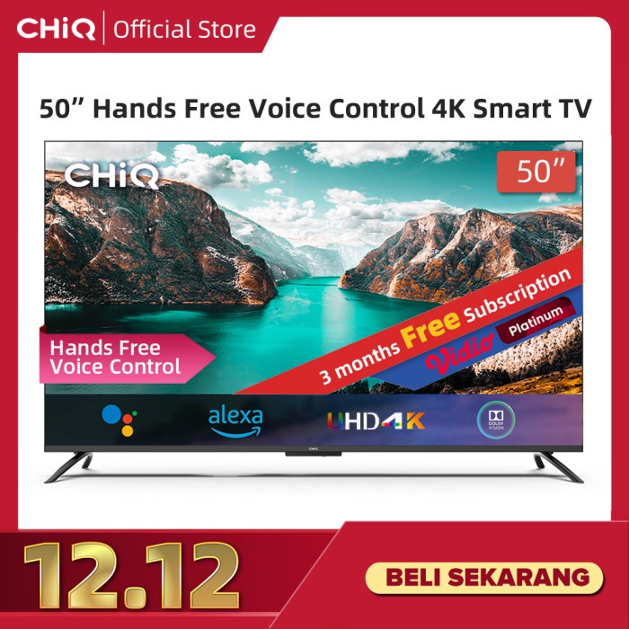 CHiQ smart tv 50 Inch 4K Hands Free Voice Control Frameless Android tv
