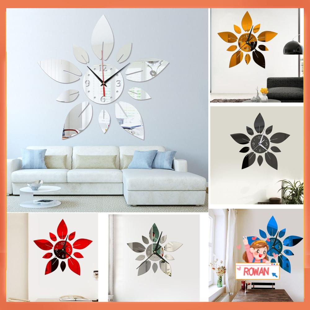 R-flower Mirror Jam Decal Akrilik 3D DIY Gantung Bunga