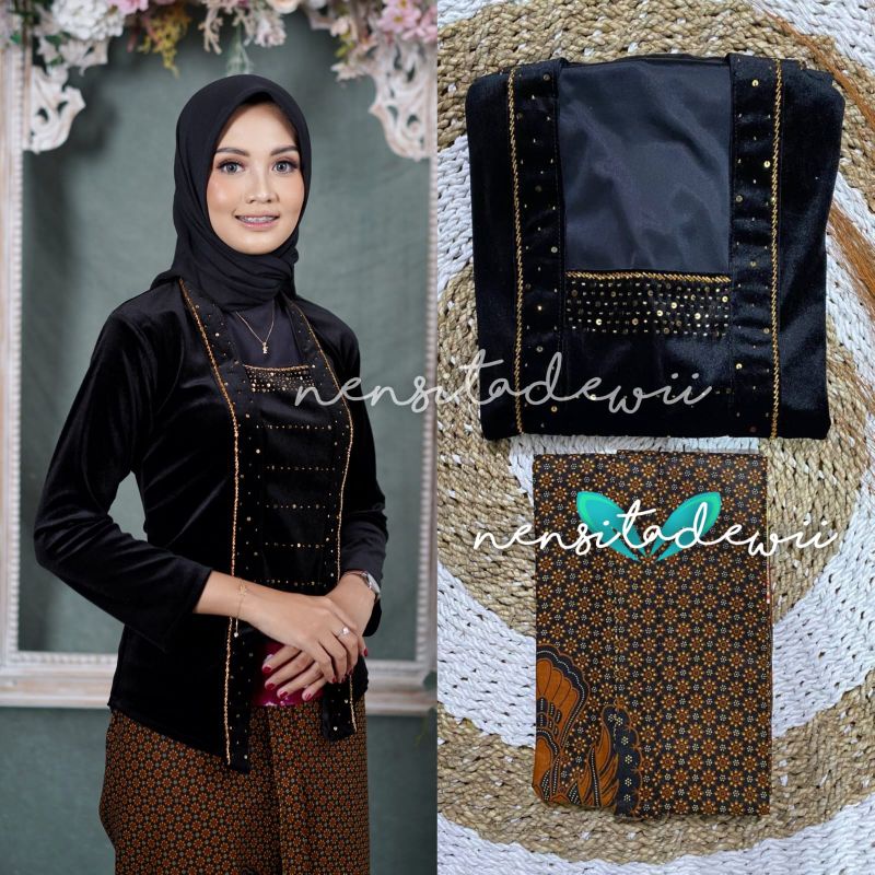 [1 Set, DHT03A] Kebaya Payet + Jarik Instan / Model Ajeng