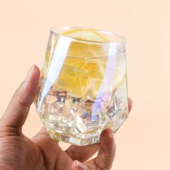 Glass Cup Wine Glass Cangkir Kaca Diamond Crystal Gelas Cangkir Minum Air Teh Kopi 310 ml