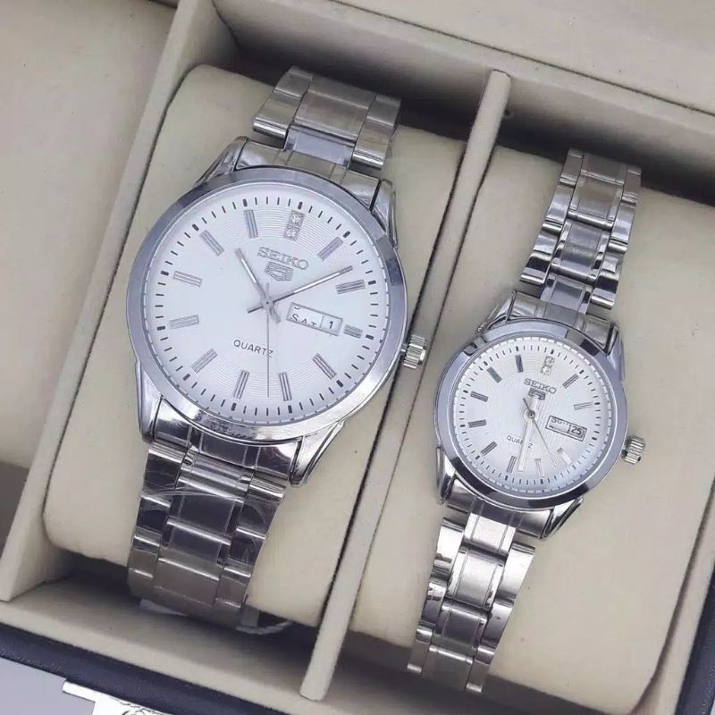 best seller || bisa satuan || jam tangan couple s3iko balok tanggal dan hari NF-1500RR rantai diamet