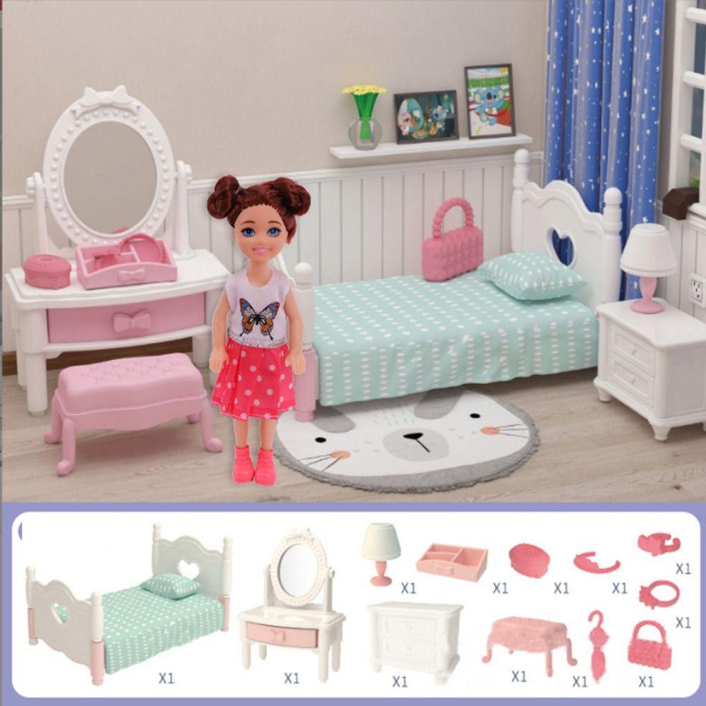 Quinton Furniture Rumah Boneka DIY Mainan Untuk Kamar Tidur Anak Rumah Bermain Mainan Hadiah Natal 1:12 Aksesoris Rumah Boneka Simulasi Boneka Action Figure Kamar Mandi Set Simulasi Furniture