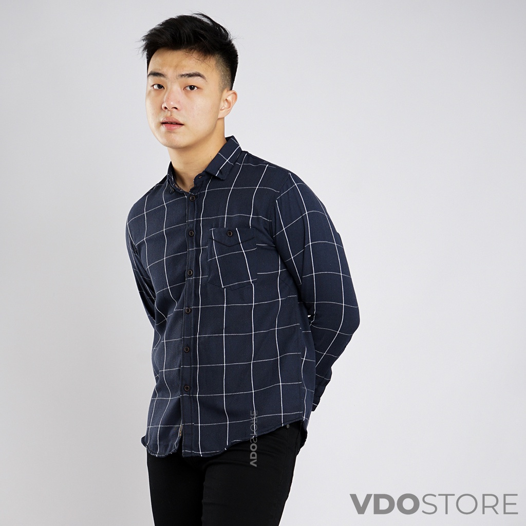 KEMEJA FLANEL PRIA 25B SIMPLE NAVY - M L XL XXL 3XL - KEMEJA LENGAN PANJANG VDOSTORE DEWASA BAJU FLANNEL TANGAN PANJANG HITAM NAVY ABU MOTIF KEMEJA COWOK MURAH DEWASA SANTAI TEBAL KUALITAS IMPORT BAJU CATUR PANEL FANEL