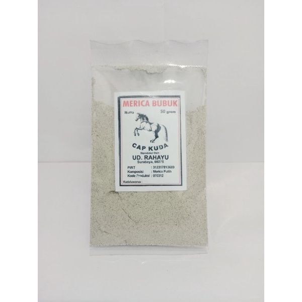 

Lada Putih Bubuk 50 gr//Merica Bubuk Refill Kuda 50gr//Bumbu Dapur//Merica Bubuk Refill