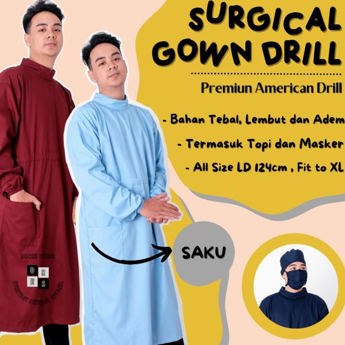 Surgical Gown / Jubah Operasi / Jubah Medis Drill