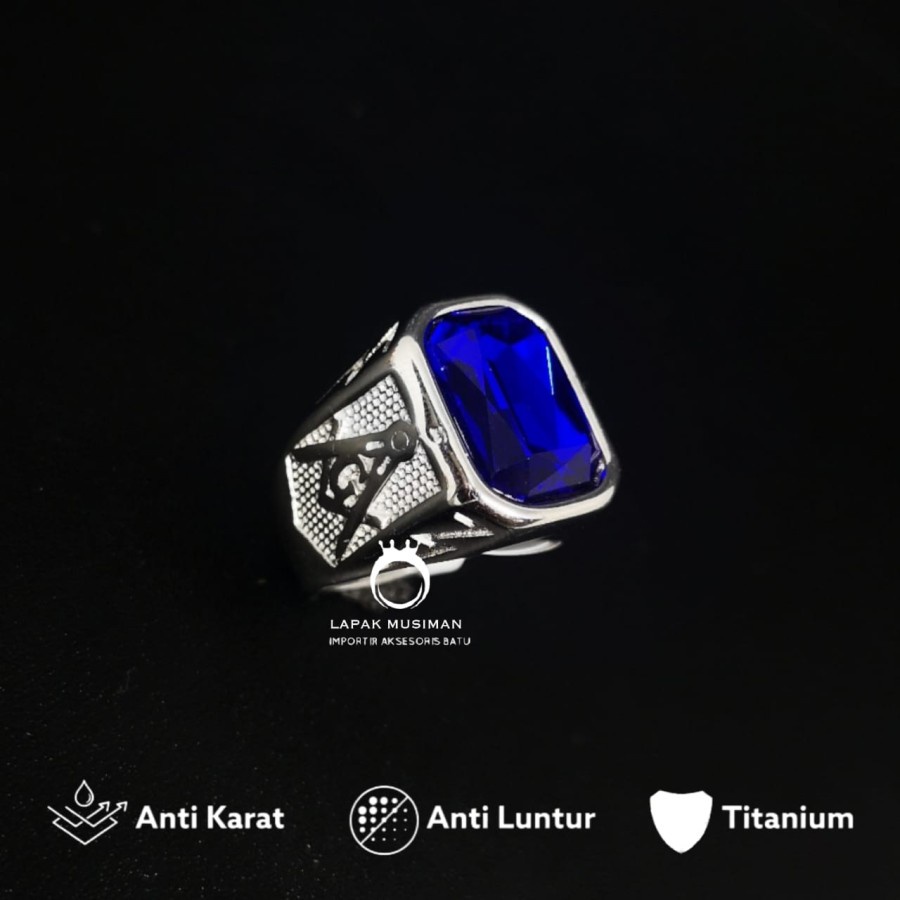 [Bayar Di Tempat] Cincin Pria Titanium Silver Anti Karat Kualitas Super Batu Permata