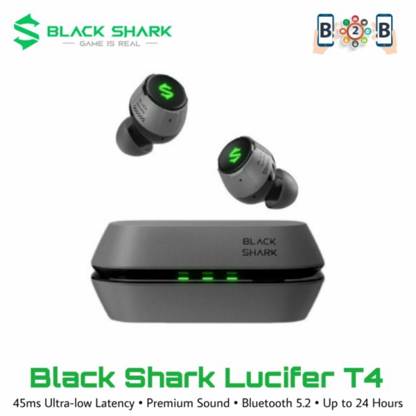 Murah Jual TWS Lucifer T1 / Blackshark T1 LUCIFER Gaming T4 Shark Black - Earphone Lucifer