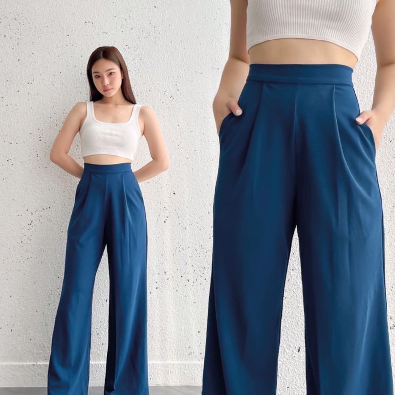 WESLEY WIDE KOREAN LONG PANTS - CELANA PANJANG KERJA WANITA PREMIUM - CELANA CULLOTE BAN PINGGANG - HADIAH ATAU KADO ULTAH CEWEK