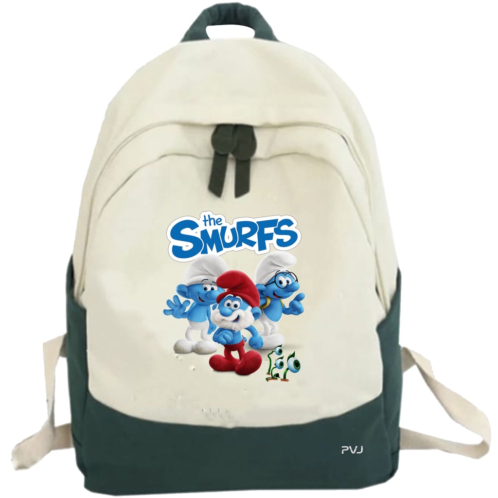 PVJ - Tas Anak Sekolah Motif Karakter Kartun The Smurfs Unisex