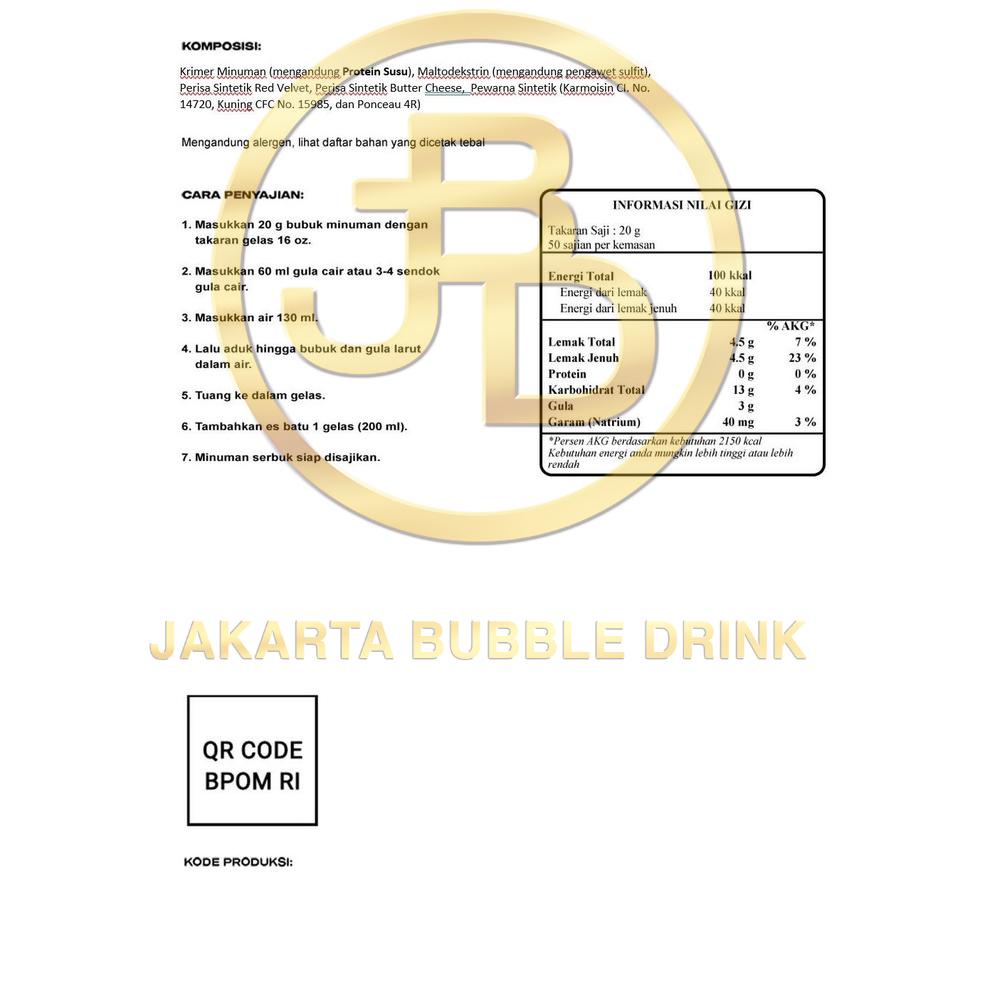 

COD 1.1 Bubuk Minuman RASA RED VELVET 1 KG - JBD | HALAL .,,.,.,