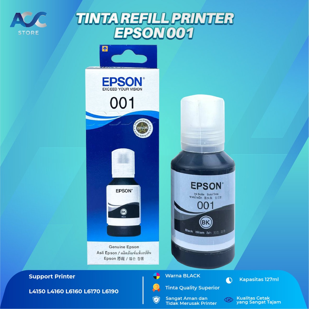 Tinta Epson 001 Black Isi Ulang Printer L4150 L4160 L6190 L6160 L6170