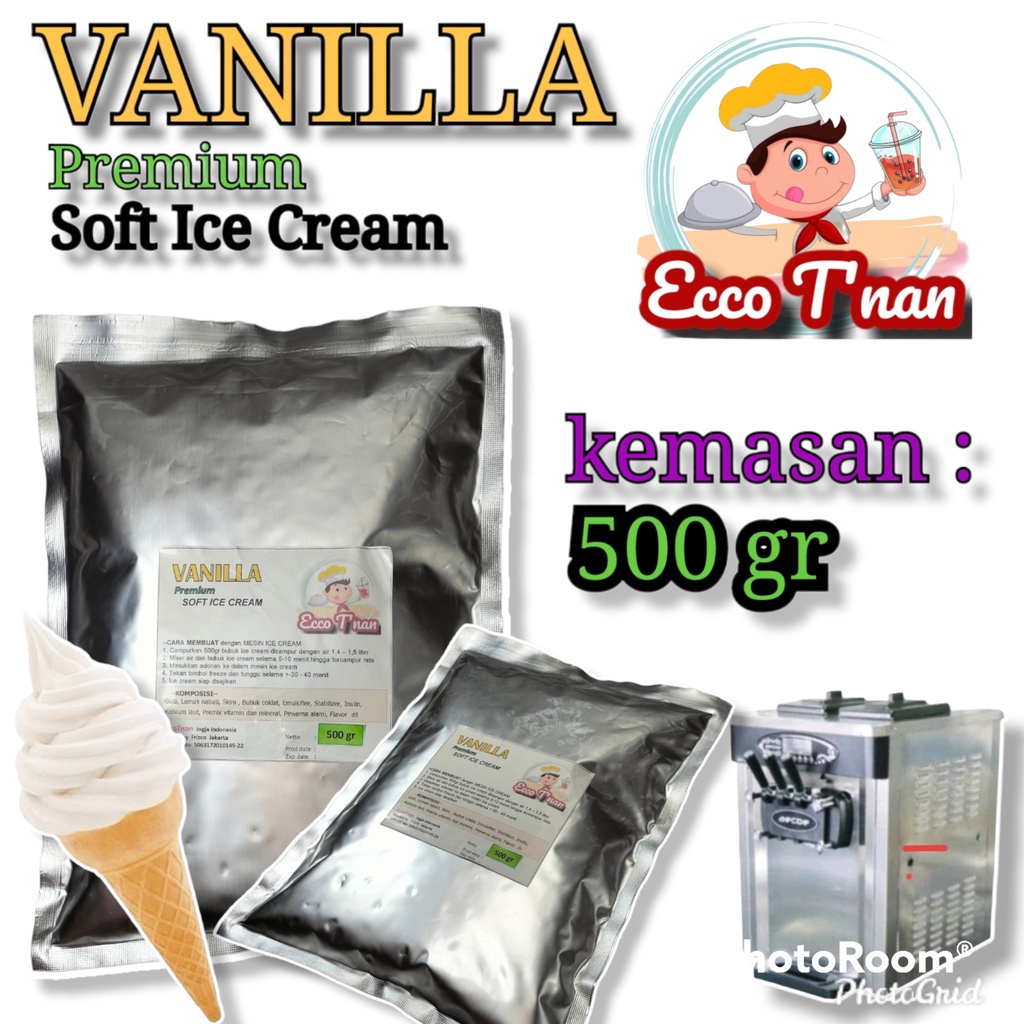 

EccoTnan Vanilla Soft Ice Cream Premium Powder 500 gr Bubuk Es Krim Lembut rasa Vanila Vanili Mesin Otomatis Sleman Jogja