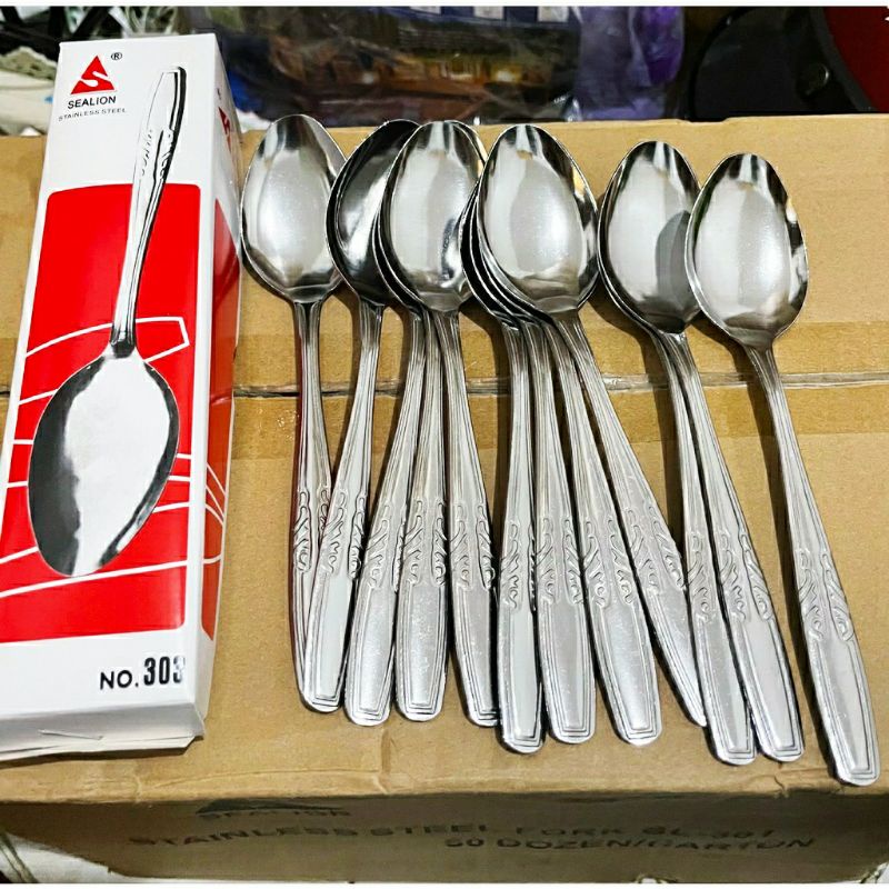 [ ⭐⭐⭐⭐⭐ ] Sendok/Garpu stainless steel lebih tebal merk SEALION model regent (12pcs/1lusin)  tebal