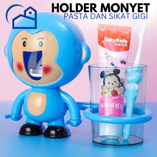 Tooth Brush Holder / Tempat Sikat Gigi Karakter Monyet / Dispenser Sikat Gigi Monkey 11015