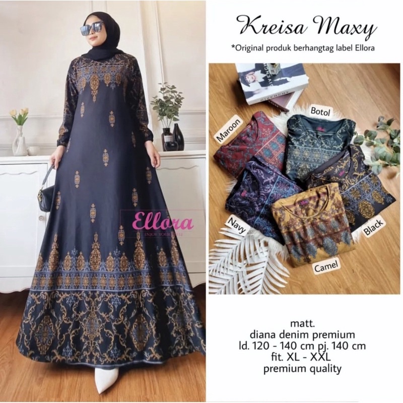 Kreisa Maxy - LD120 Gamis Diana Denim Jumbo Bigsize Oversize Bumil / R.26 - 025-6714