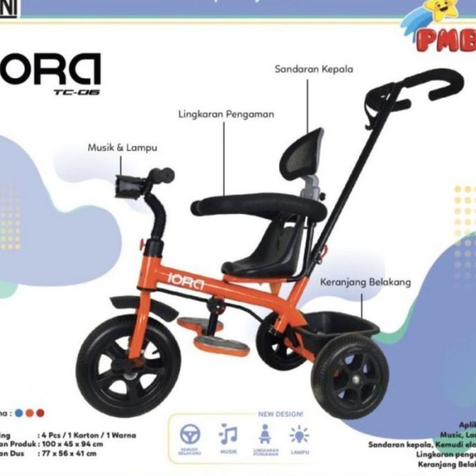 Sepeda Roda Tiga 3 Pmb Tc-06 Iora Tc06 Model Stroller Musik #Original