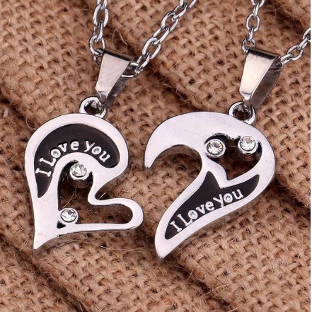 Kalung Couple I Love You Liontin Pasangan Hati Hadiah Valentine Anniversary