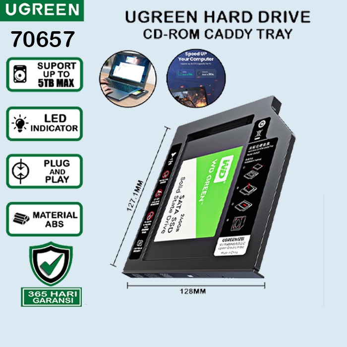 UGREEN 70657 SATA HDD SSD Universal Caddy For 9.5mm Notebook Tray