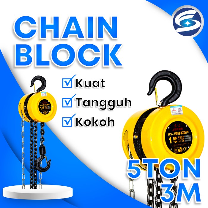 Chain Block 5 Ton 3 Meter Takel Katrol Kerekan 5 Ton 3 Meter HU FENG