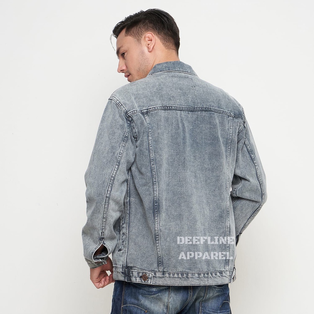 DEEFLINE - Jaket Jeans - Jaket Denim Pria - Jaket Ripped - Grey Acid