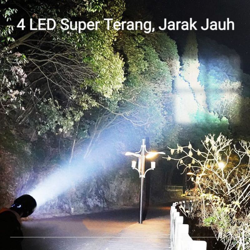 Senter LED Cas Super Terang Jarak Jauh+COB 4 Mode Emergency USB Recharge⭐Shopiipanda.olshop⭐