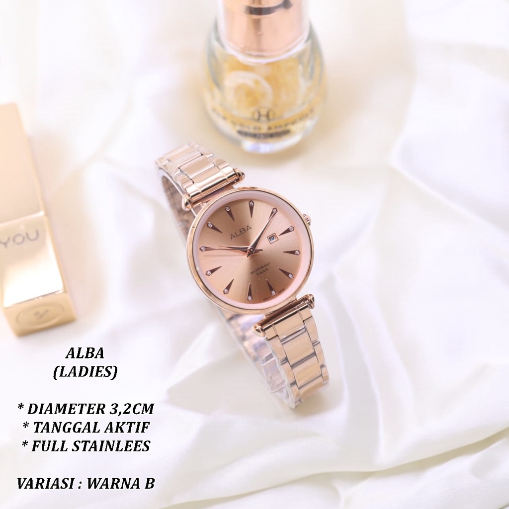 (BISA COD) JAM TANGAN WANITA ALBA LS-0121 FULL STAINLEES TANGGAL AKTIF