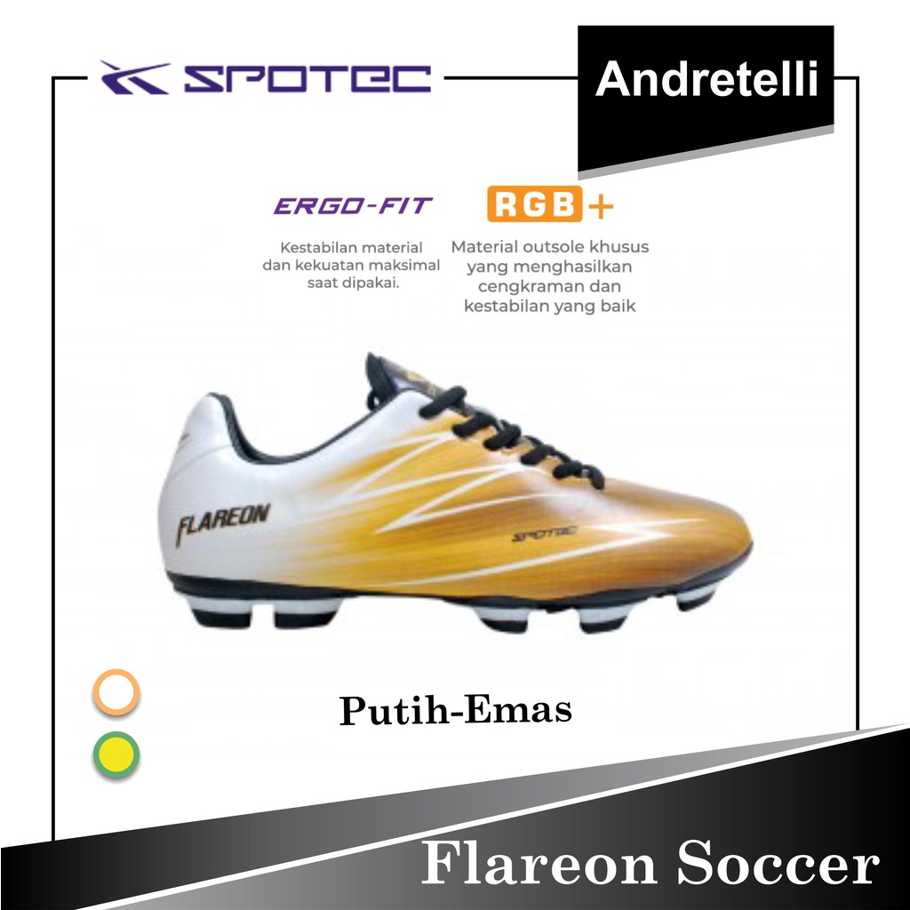 SPOTEC FLAREON SOCCER Sepatu Sepak Bola PUTIH / EMAS