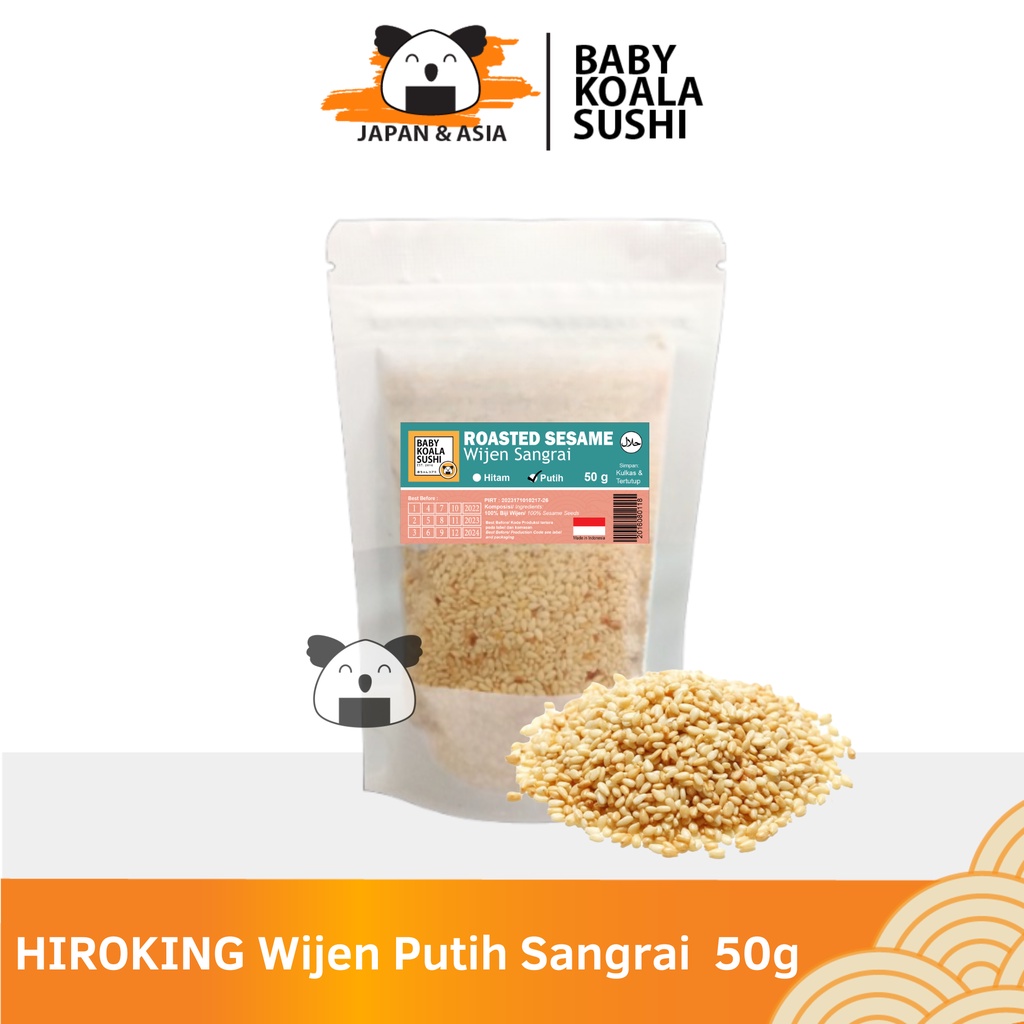 HIROKING Biji Wijen Putih Sangrai 50 g Halal │ Roasted White Sesame Seed for Sushi Ramen