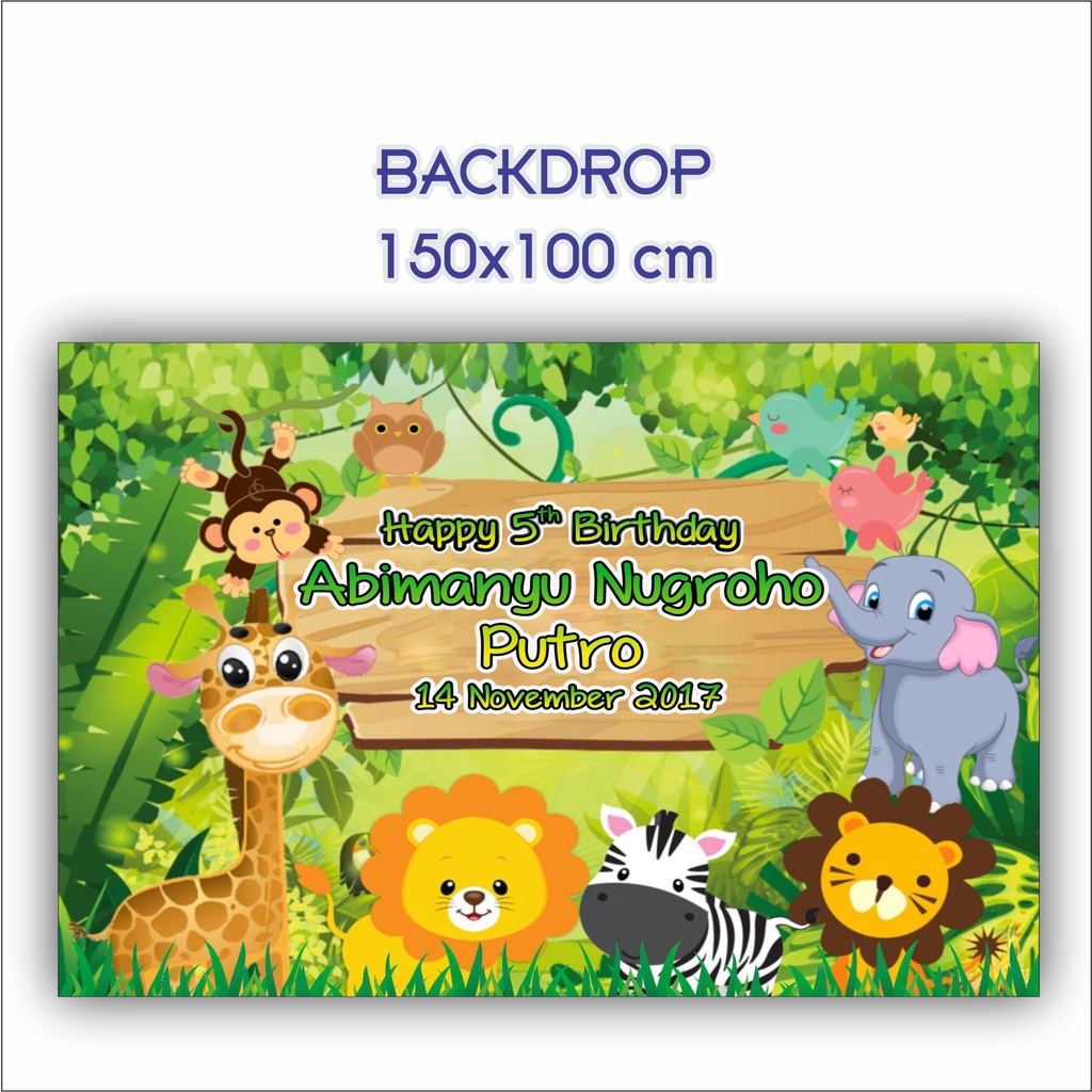 Bigbag Banner backdrop spanduk ulang tahun anak tema zoo animal wild party dekorasi ultah anak tema 