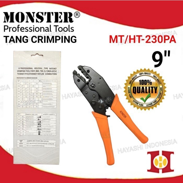 Tang Crimping 9 inchi Krimping Konektor F, N, BNC, Fiber Optik MT230PA