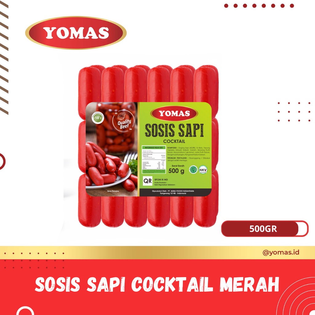 Jual YOMAS - SOSIS SAPI COCKTAIL MERAH - 500GR | Shopee Indonesia