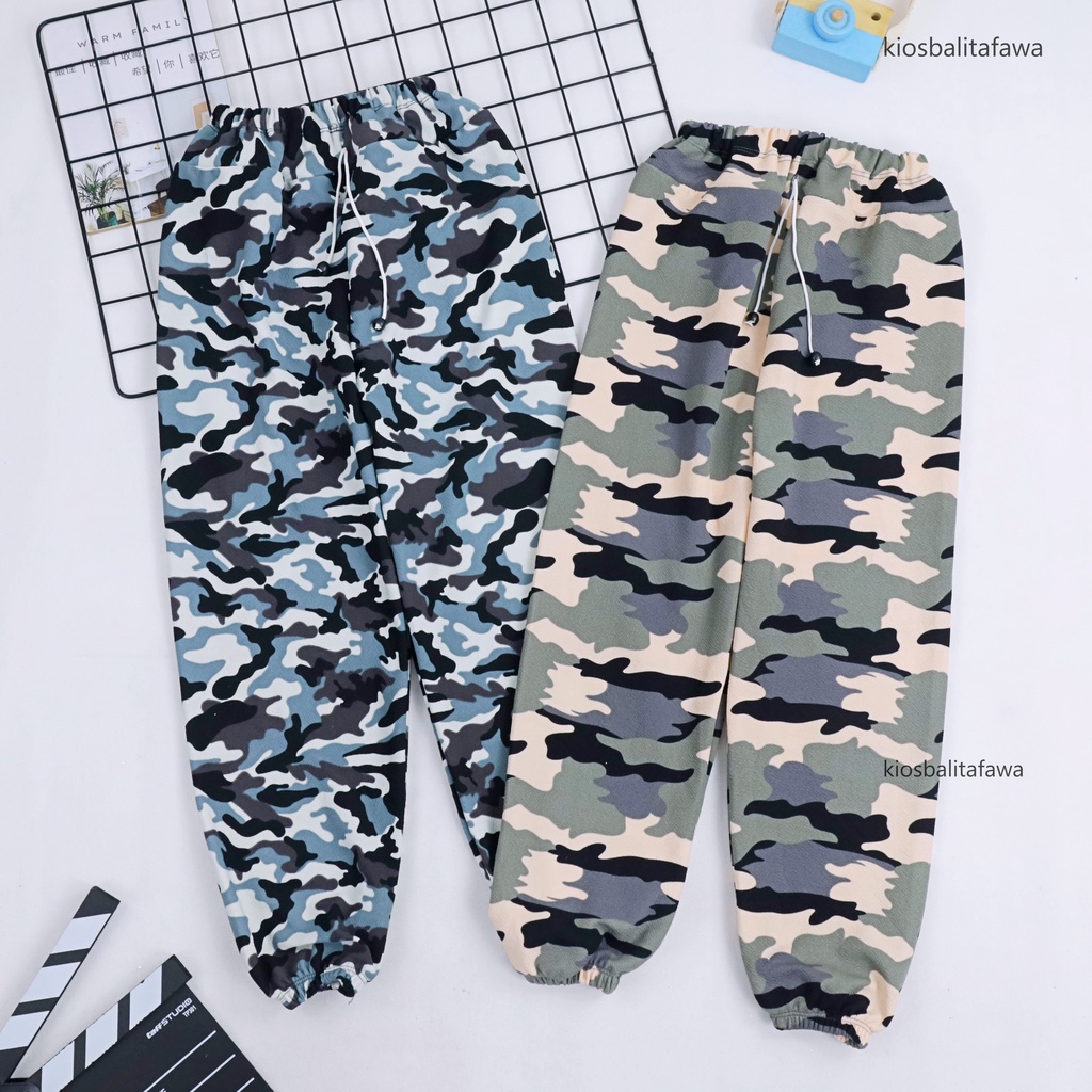 Jogger Loreng uk 5-12 Tahun / Celana Joger Panjang Motif Abri Anak Laki Perempuan Pants Adem Murah