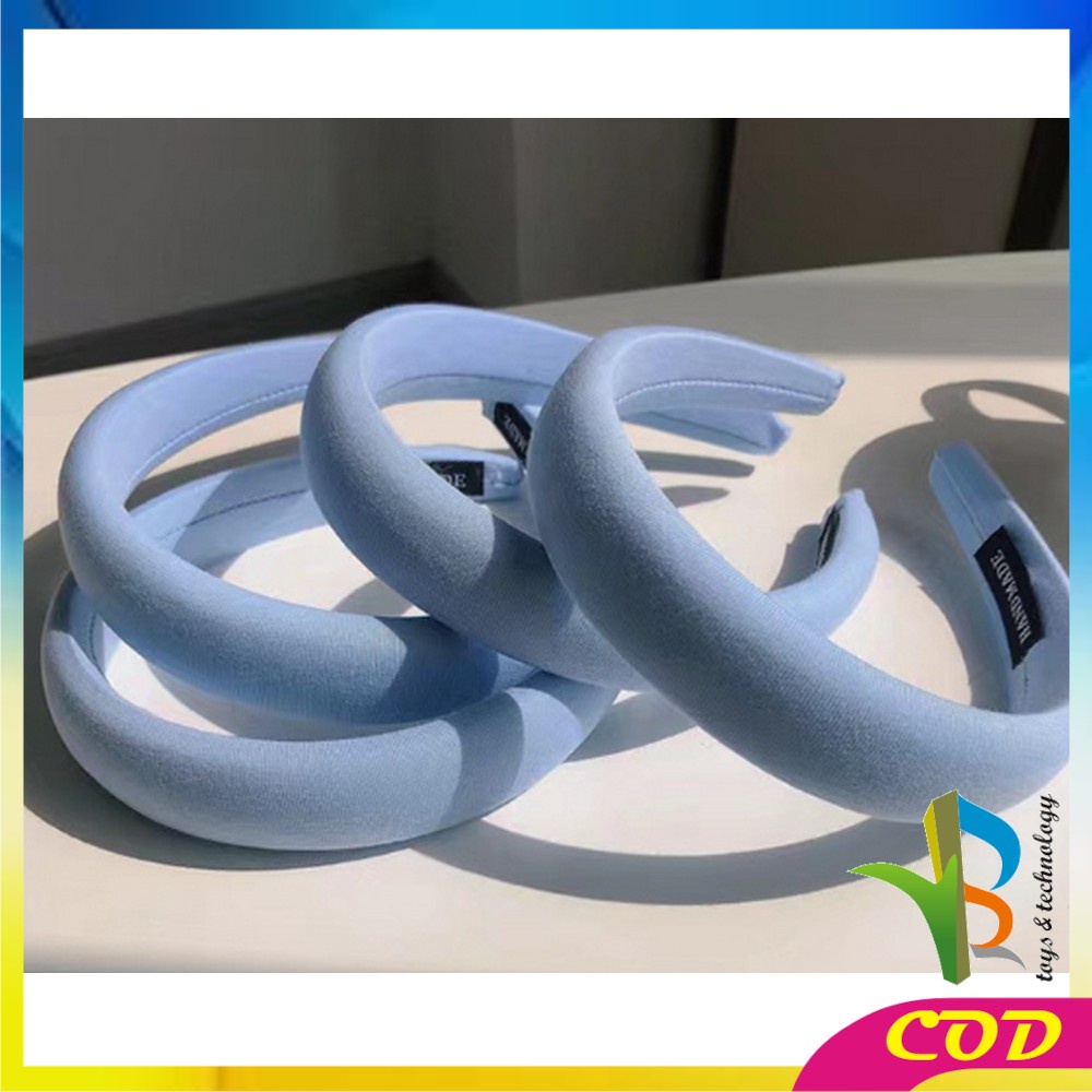 RB-C726 Bando Korea Wanita Bahan Kain Motif Polos Tebal Empuk Warna Pastel / Korean Cloud Headband Lembut Aksesoris Rambut Cewek Kekinian