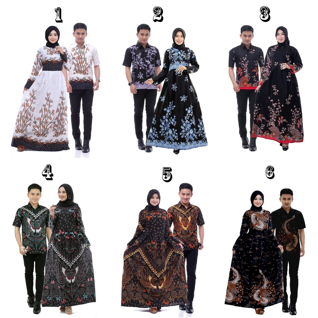 Baju Batik Couple Pasangan Suami Istri - Dress Batik Couple - Couple Gamis Batik